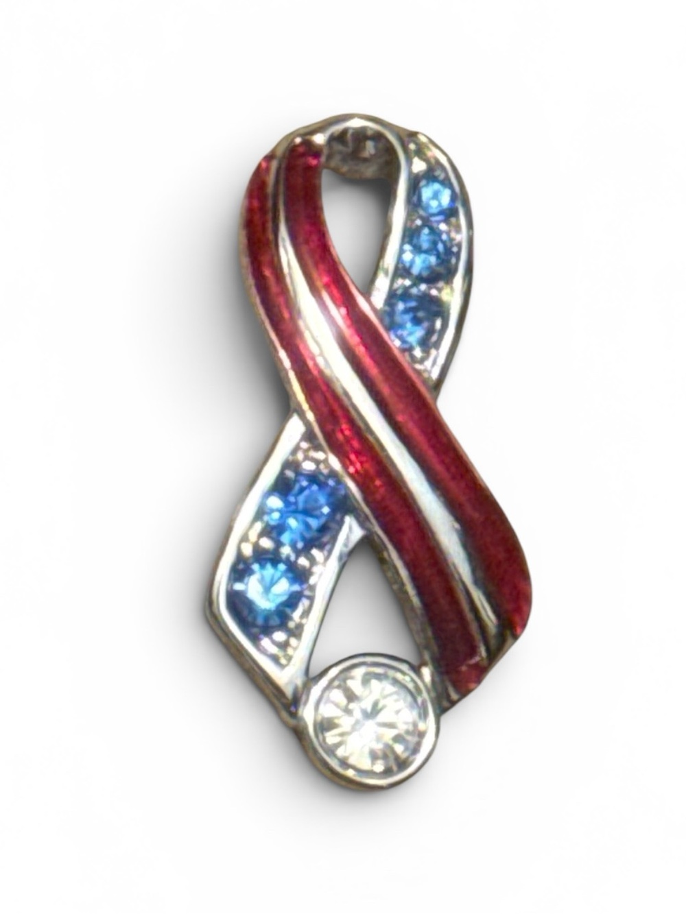 Swarovski Red White & Blue Crystal Ribbon Brooch Patriotic Pin